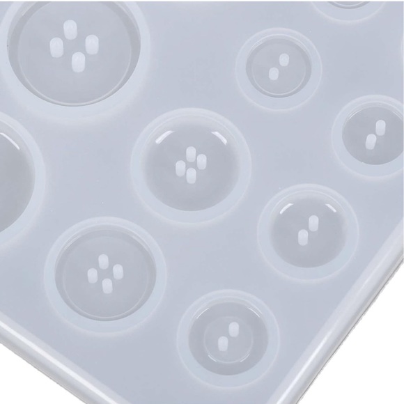 NEW 11 Well Buttons Silicone Mold & Mica Powders Lot RESIN POLYMER CLAY BAKING - Picture 7 of 16